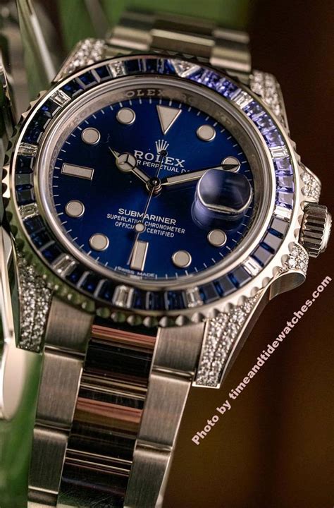 rolex submariner blue with diamonds|Rolex Submariner with diamond bezel.